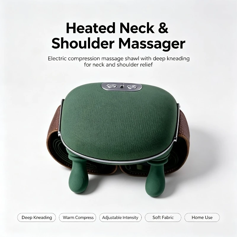 Châle de massage cervical électrique chauffant, avec pétrissage simulé à la main, pour le cou et les épaules, enveloppement domestique anti-fatigue