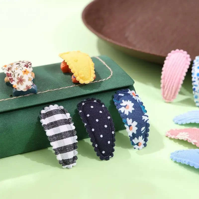 10Pcs Lovely Kids Fabric BB Hair Clips Water Drop Snap Hairpins Fashion Hair Accessories for Girls Party