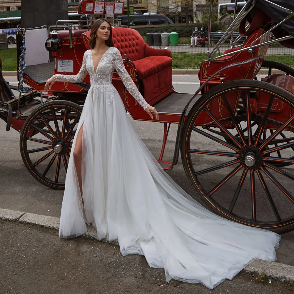 2022 Aviana Charmante Witte Trouwjurk Voor Vrouwen A-lijn Lace Off The Shoulder Hof Trein Bruidsjurk Vestido De Novia