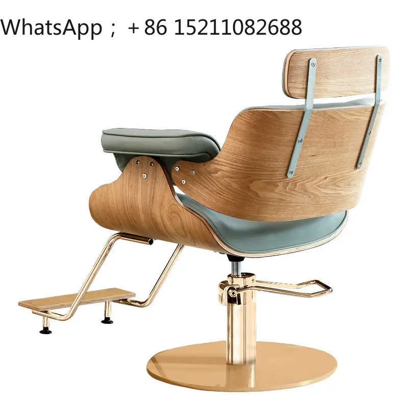 SCY hair salon special barber chair hair salon chair lifting rotating solid wood barber chair
