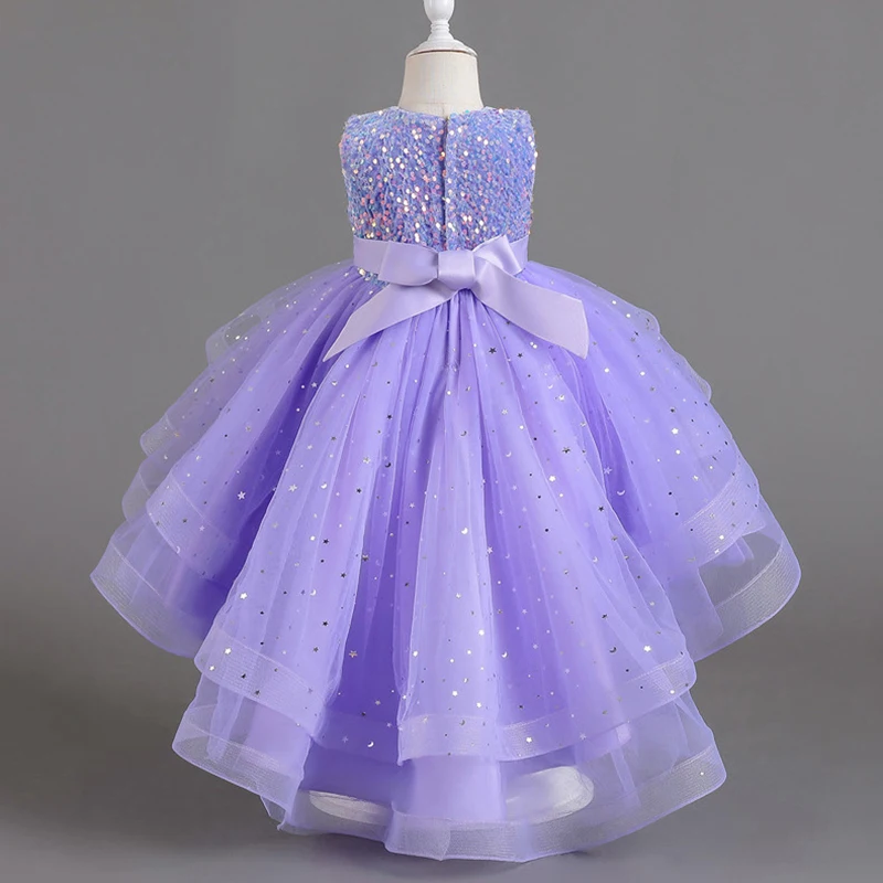 3-14 Years Teenagers Girls Dress Summer Sequins Sleeveless New Princess Dress Evening Gowns Birthday Party Performance Costumes