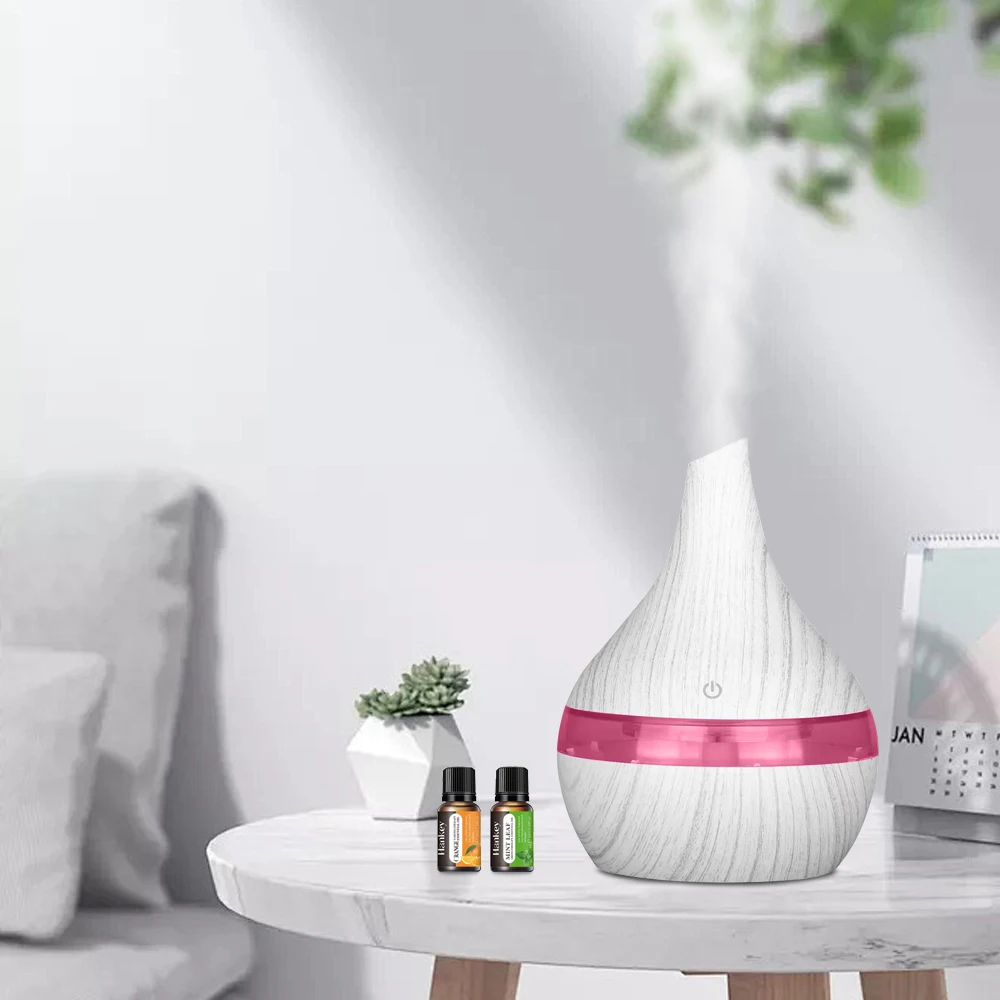 

From US. 300ml Wood Grain Essential Oil Diffuser & Humidifier USB Desktop Aromatherapy with 2 Oils, Quiet & Stylish