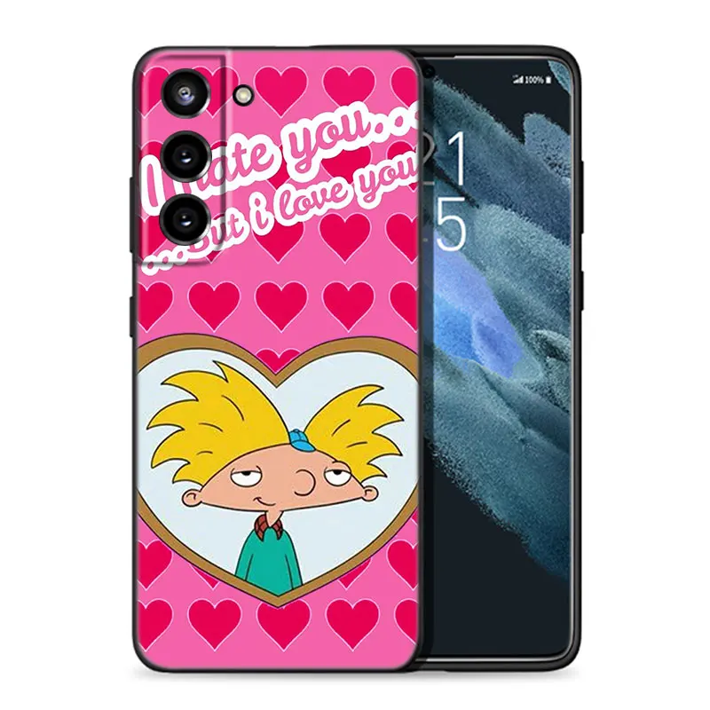 Hey Arnold Helga Cute Phone Case For Samsung Galaxy S21 S20 FE S22 Ultra S10 Lite S9 S8 Plus S7 Edge S10E Soft TPU Black Cover