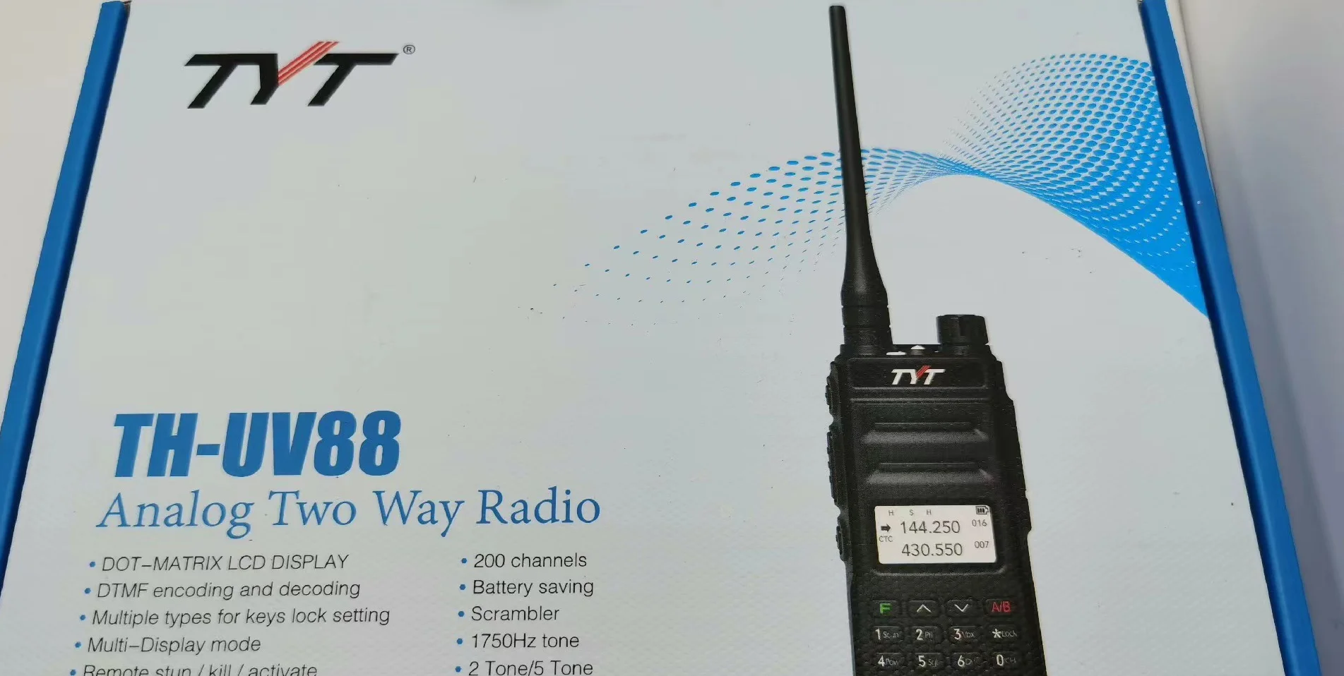TYT TH-UV88 5W VHF UHF Radio Long-Range Handheld Transceiver with Program Cable
