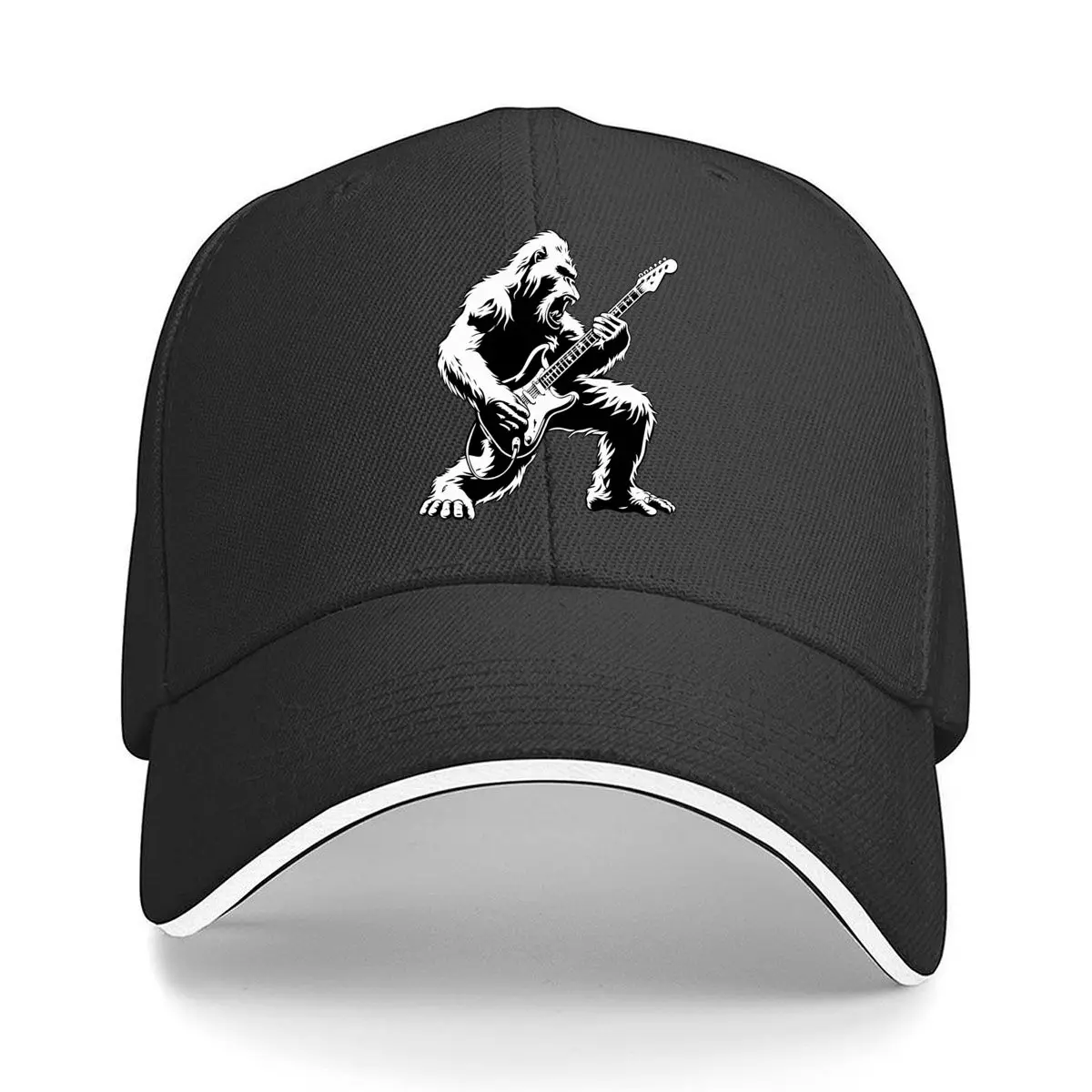 Fierce Gorilla Playing Electric Guitar Music Artwork Hip Hop hat Fashion Outdoor Sports Sandwich Baseball Cap