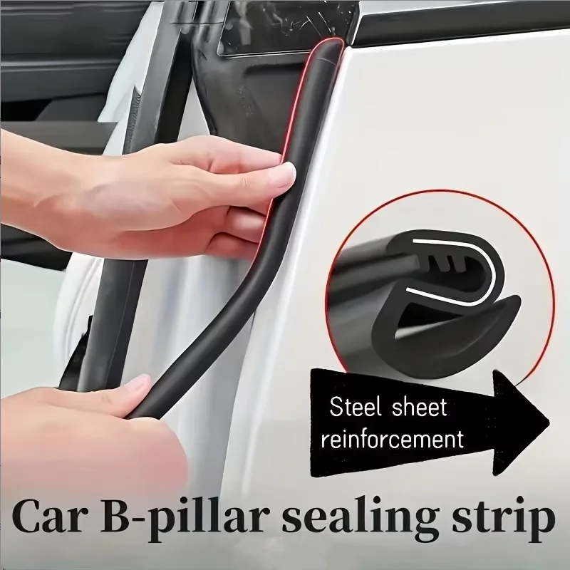 2pcs Car B-pillar Sealing Strip with Steel Bar Car Door Edge Seal Strip Car Rubber Weatherstrip Sound Insulation Sealing Strips