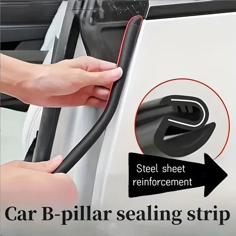 2pcs Car B-pillar Sealing Strip with Steel Bar Car Door Edge Seal Strip Car Rubber Weatherstrip Sound Insulation Sealing Strips