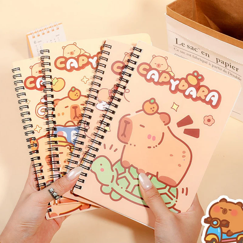 1pc Cartoon Capybara Coil Notebook Horizontal Row Notebook Student Stationery Gift Random Style