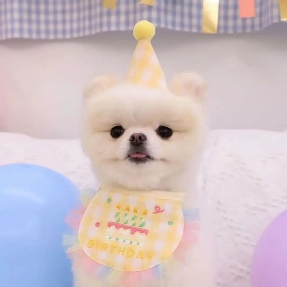 رسالة الرسم عيد ميلاد المطرزة الكلب مريلة اللون الدانتيل منقوشة جميلة الحيوانات الأليفة وشاح قبعة مجموعة مريحة لارتداء قابل للتعديل #4