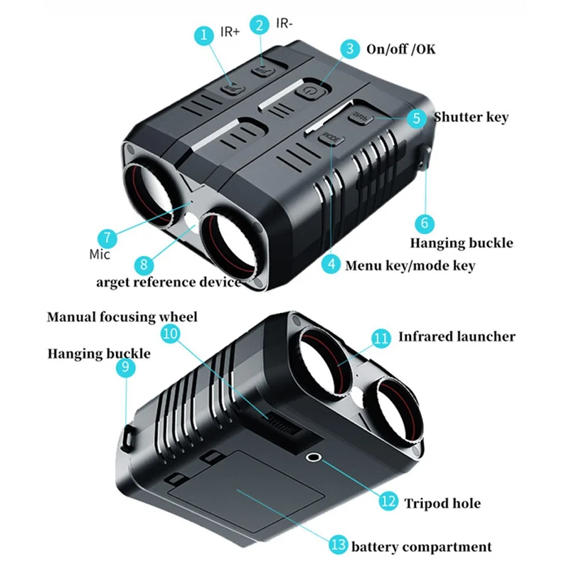 ABGI-N009 4K HD Binoculars Night Vision Infrared 2160P HD Outdoor Camping Hunting Night Vision Goggle Day Night Dual Use 800M Du