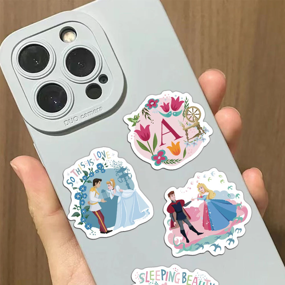 10/30/60pcs 혼합 애니메이션 디즈니 귀여운 공주 스티커 벨 라푼젤 백설 공주 만화 데칼 노트북 기타 전화 스티커 팩