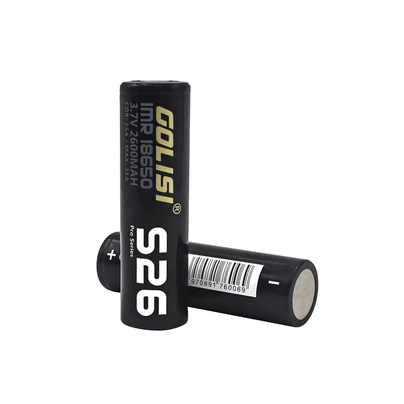 High Power Original Golisi S26 IMR 18650 Battery Capacity 2600mAh 3.7V 25/35A Rechargeable 18650 Lithium Battery For Flashlight