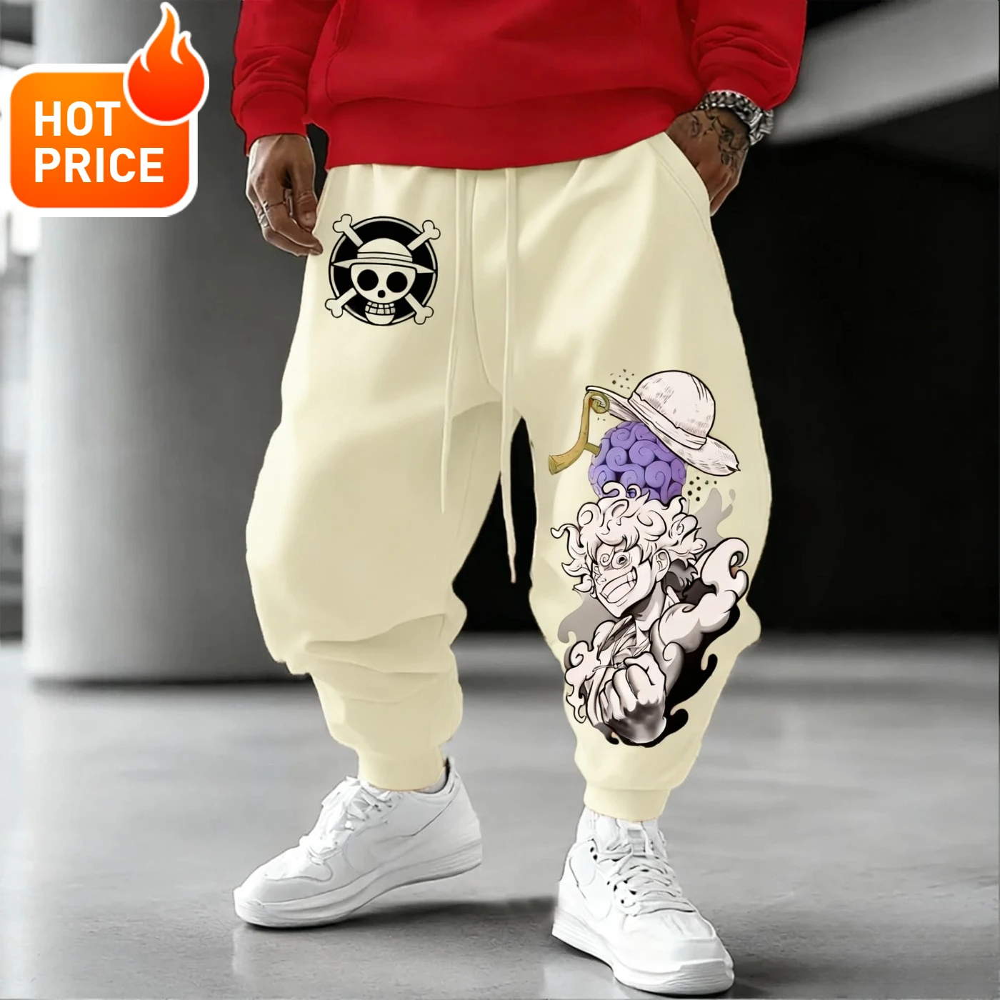 Spodnie męskie Luffy One Piece bawełniane 2025 Anime Nowe Harajuku Jesień Zima Trend Damskie Luźne Casualowe Modne Spodnie Dresowe z Podwiniętymi Nogawkami