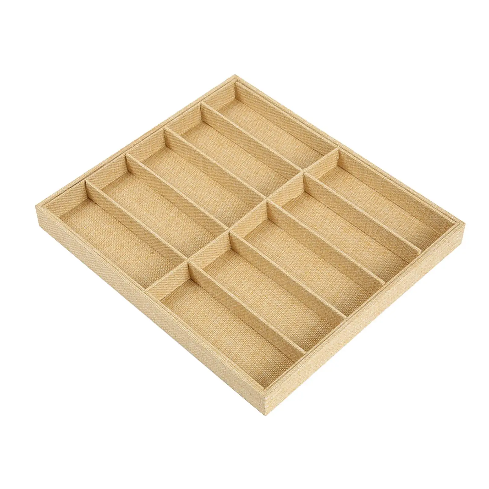 Wooden Sunglasses Organizer Box 10 Grid Display Tray Glasses Storage Case Holder for Eyewear Eyeglasses Reading Glasses Linen