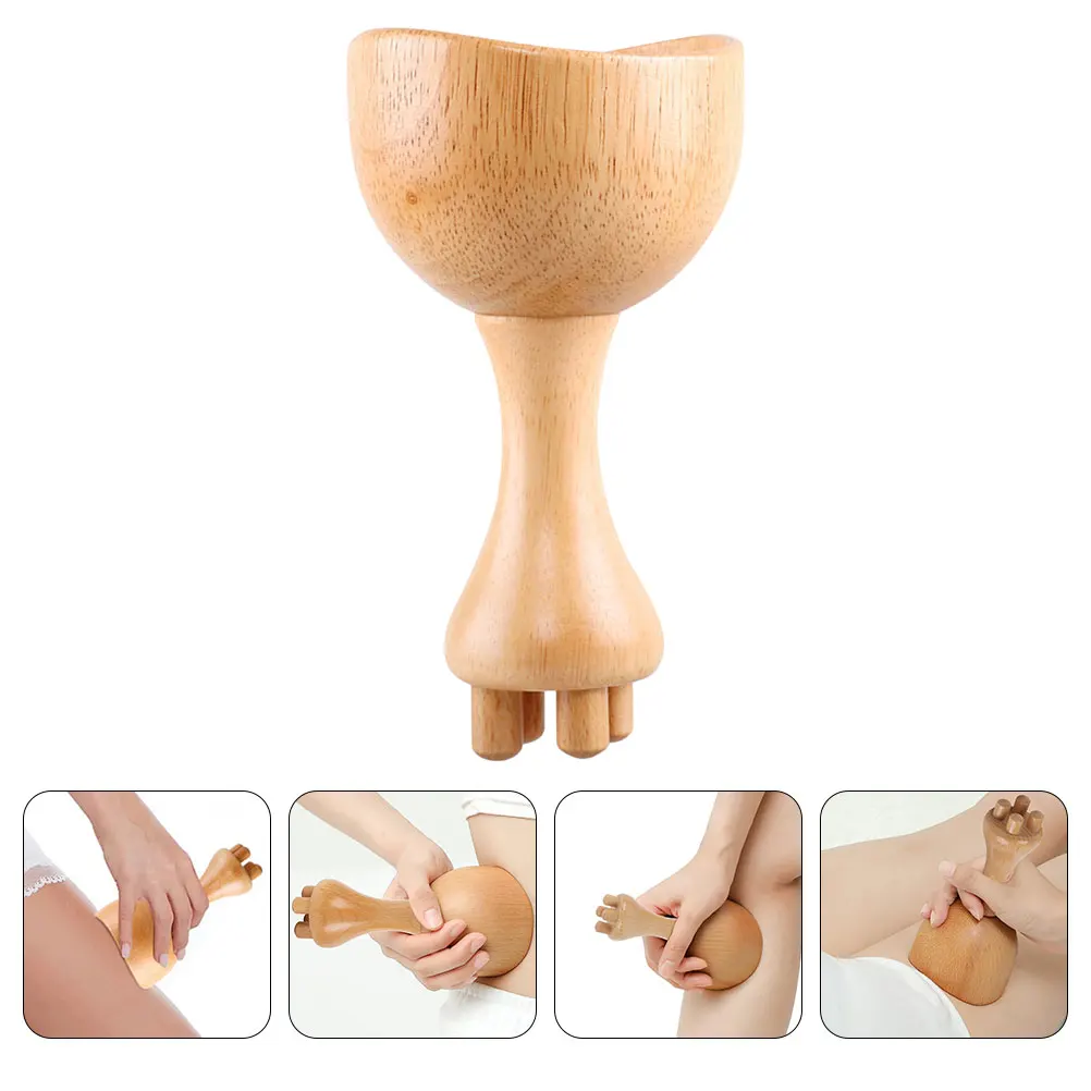 

Multifunctional Gluten Rolling Tool Guasha Neck and Shoulder Massager Manual Multi-function Back Roller Cups Wood