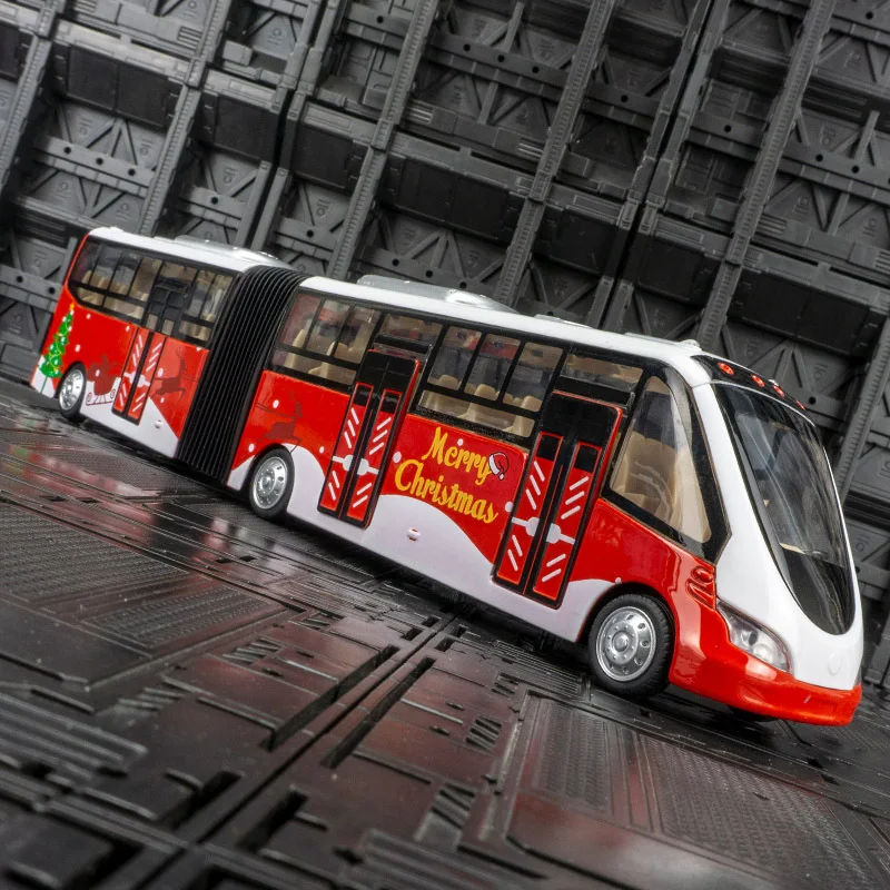 

Large Alloy Extended Bus Model City Simulation Articulated Double Section Sightseeing Bus Sound And Light Car Boy Christmas Gift