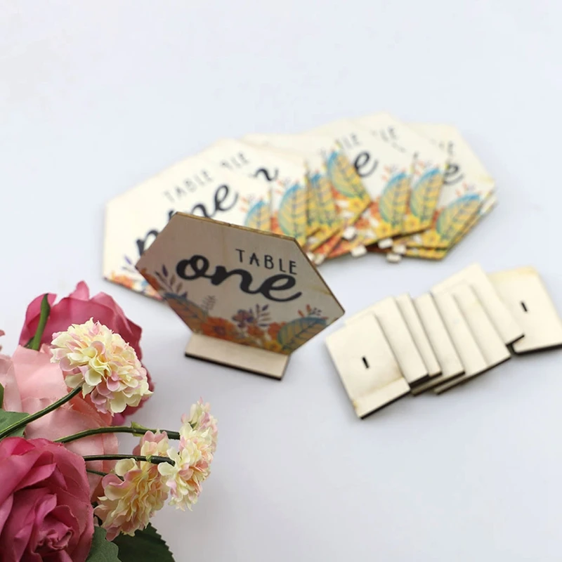 Number 1-10 10Pcs/Set Wooden Wedding Table Flower Seat Card Decorative Digital Wedding Party Direction Signs