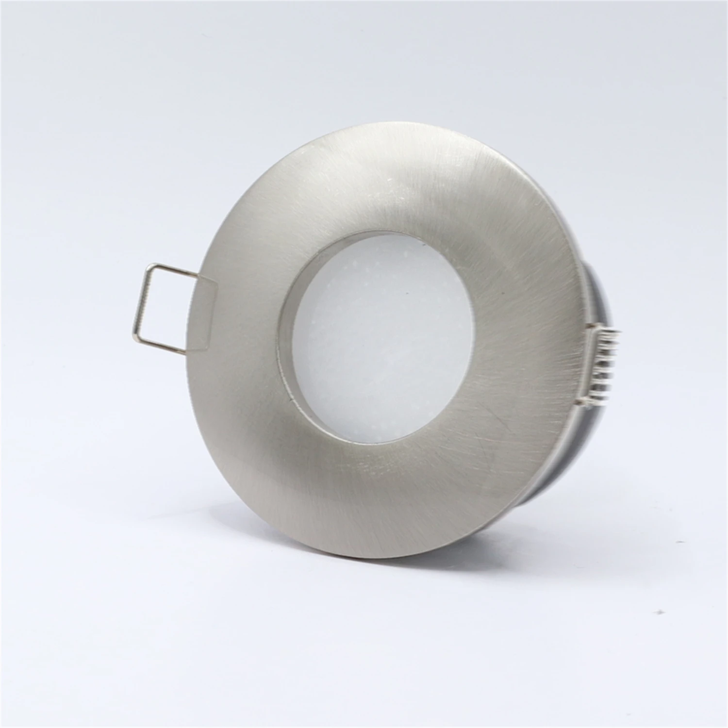 Spot Lumineux Encastrable dans le Plafond, Modèle GU10 Rigide en Nickel Satiné, Alliage de Zinc, Cadre Découpé de 70mm