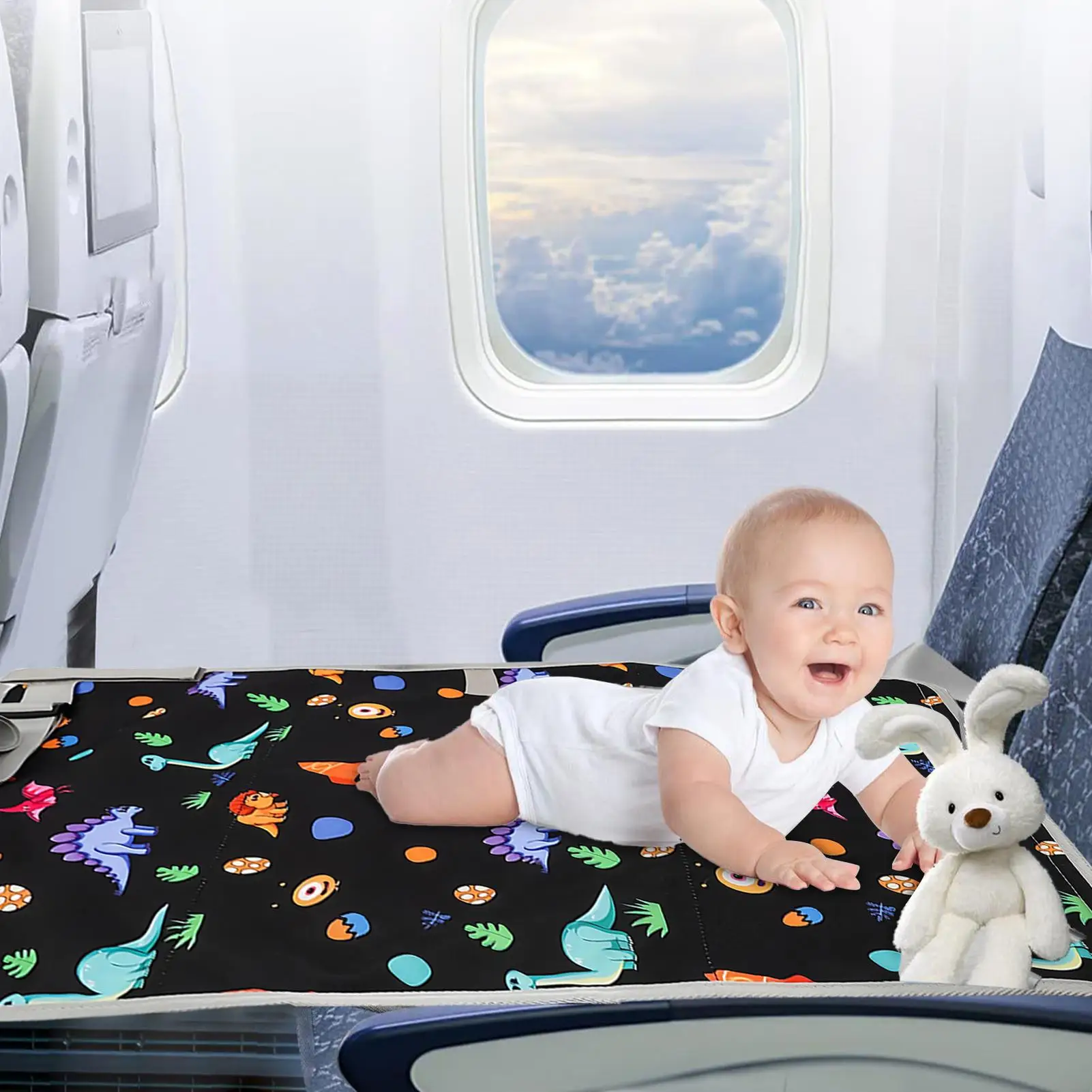Baby Airplane Bed Travel Bed For Kids Foldable Foot Rest Portable Soft Cot For Playing Traveling Overnight Sleep Train