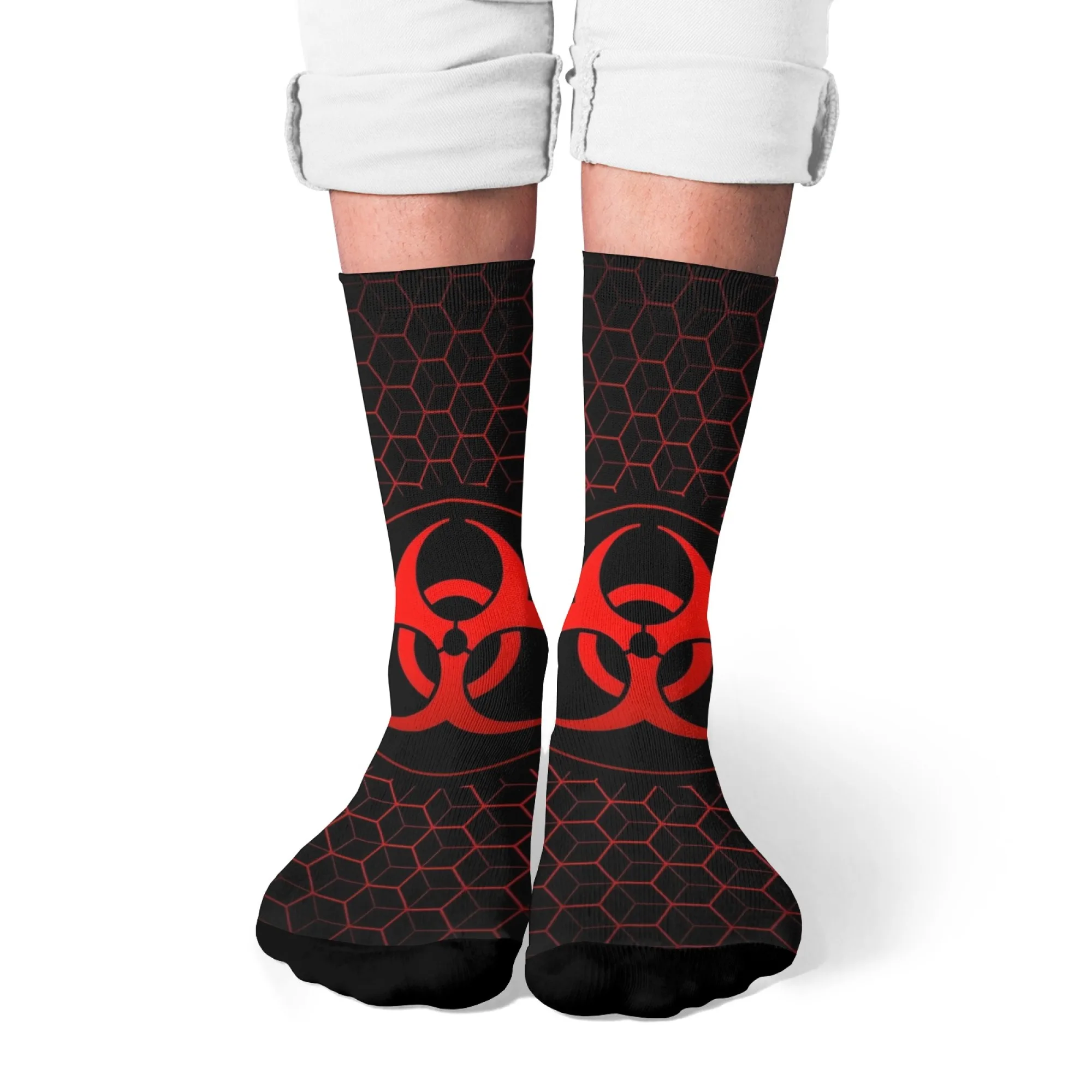 Biohazard Symbol Herrensocken: Neuheit Lustige Crew-Socken Vintage-Industriestil Crazy Street Hip-Hop Lässige Mode-Socken Geschenk