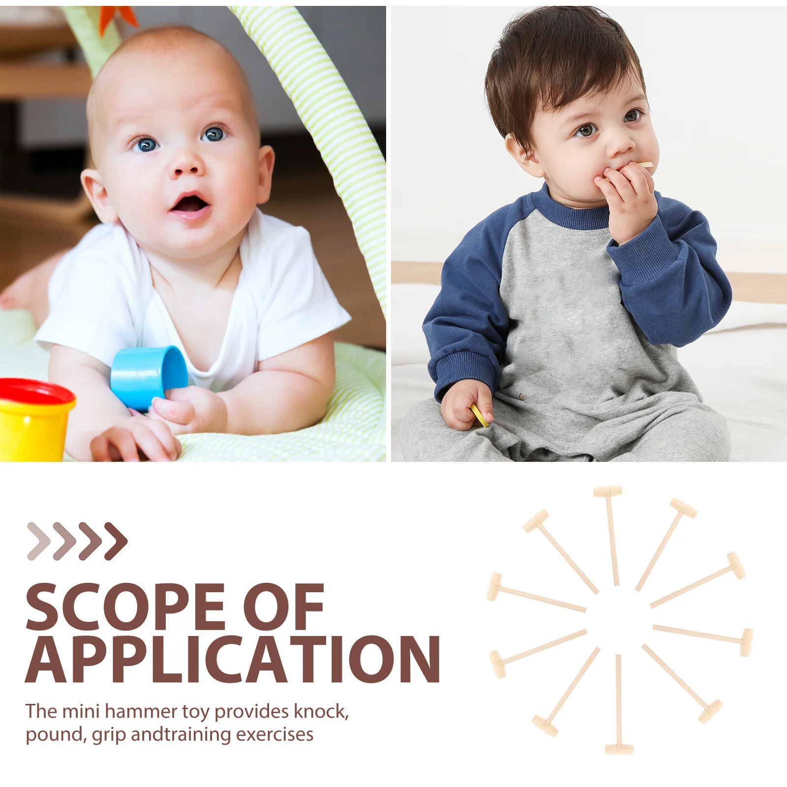 10 قطعة مطرقة مطرقة خشبية فاز الطفل للتنسيق بين اليد والعين لعبة قصف الرضع التعليمية الخشب يطرق للأطفال الصغار #3