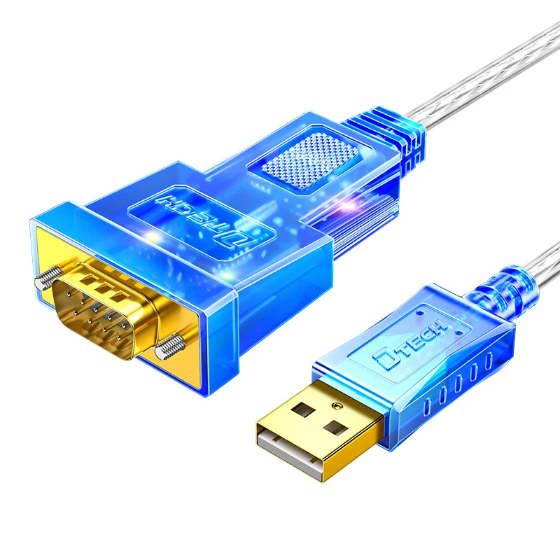 DTECH – adaptateur de Port série USB vers RS232 DB9, câble de données avec voyant lumineux pour programmation PLC, 2m de longueur, 300bps ~ 460800bps