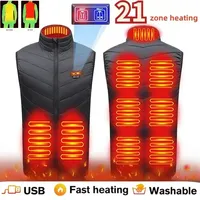 21 Areas Self Heating Vest Four Switch Control Winter Men Heating Jacket USB Electric Heated Coats Women Camping Thermal Vest