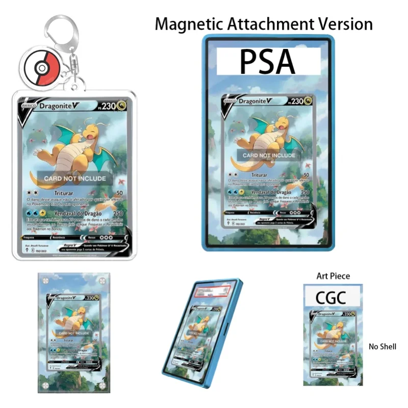 Étui de protection en acrylique recyclable pour porte-clés, avec affichage artistique pour Dragonite V de Pokémon Evolving Skies, idéal pour les fans d'art d'anime, cadeau