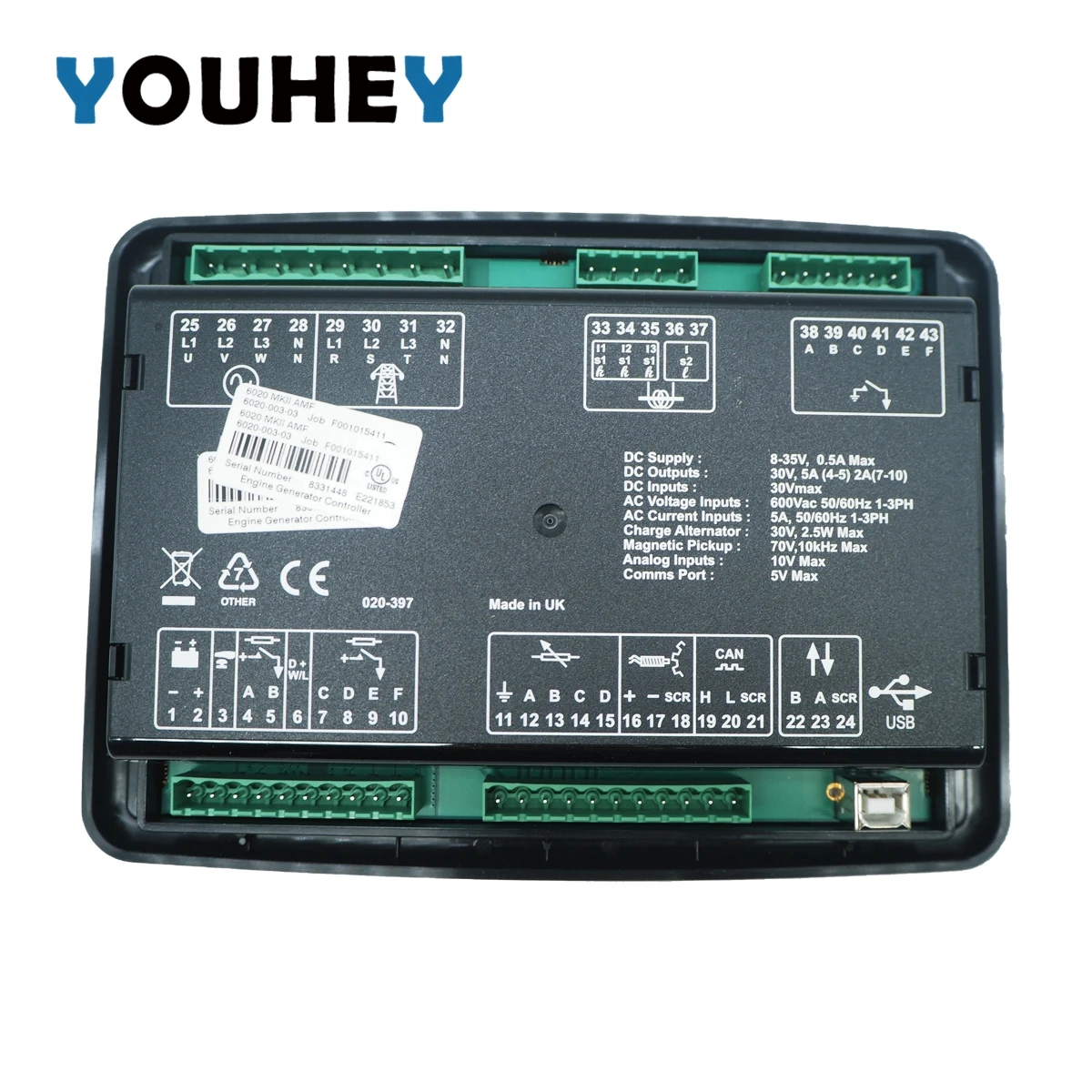 DSE6020 MKII Deep Sea Generat Controller Panel AMF Automatic Start Main DSE 6020s Failure Control Module Genset Parts 6020 MK2