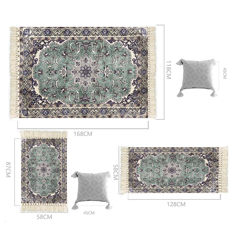 Living Room Carpet Persia Tassel Decoration Ethnic Retro Hand-knotted Floor Mat Bedroom Bedside Decor Rug ковер с кисточками