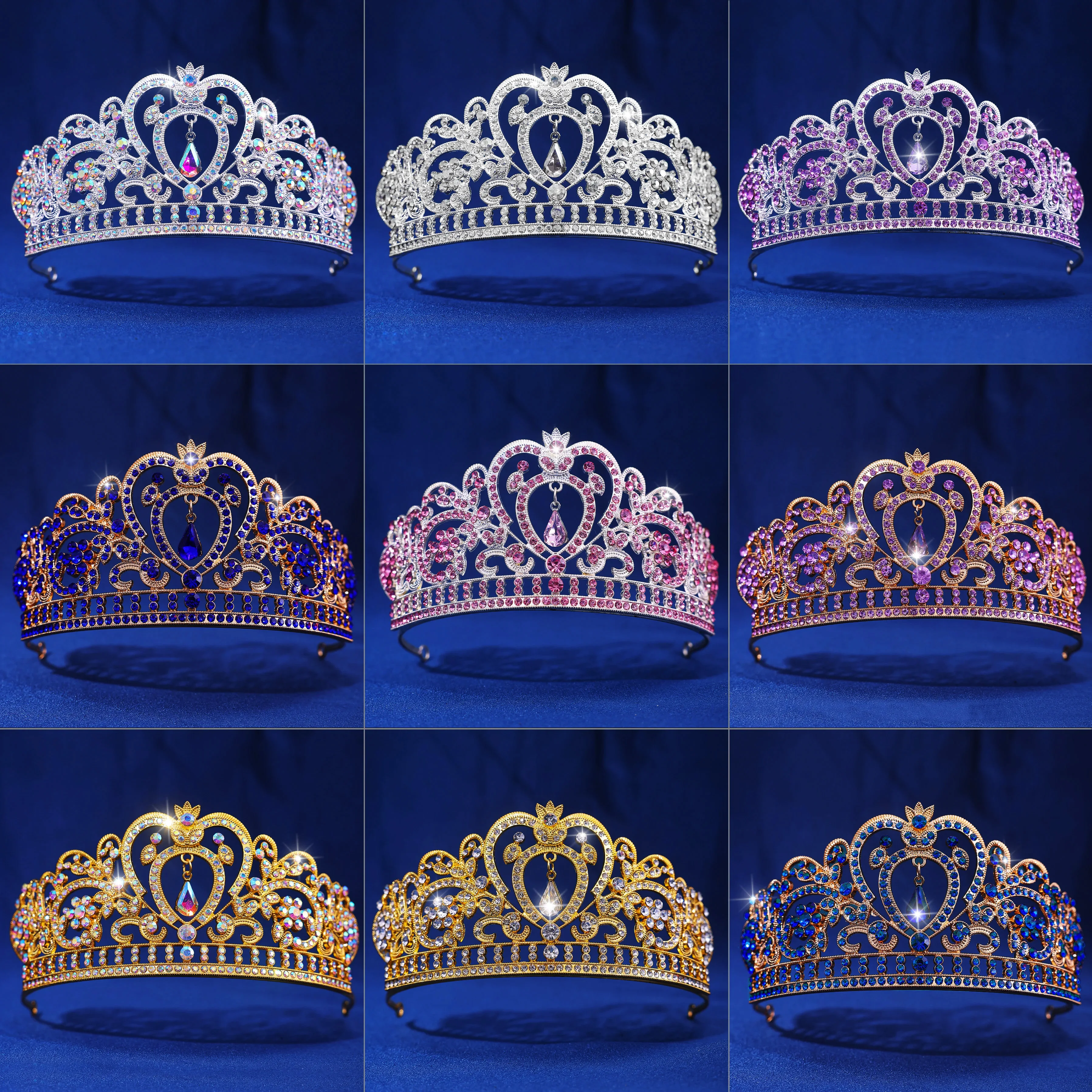 

Hot selling new Baroque bride crown For Women Wedding Party Gift Girls Queen Bridal Bride Water Drop Crown Hair Jewelry