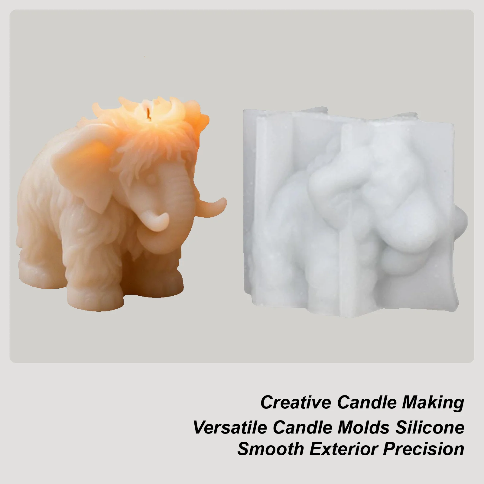 

3D Ma-mmoth Silicone Mold Candle Making Molds Quick Release Reusable Non Stick DIY Crafts Resin Clay Mold Home Decoration