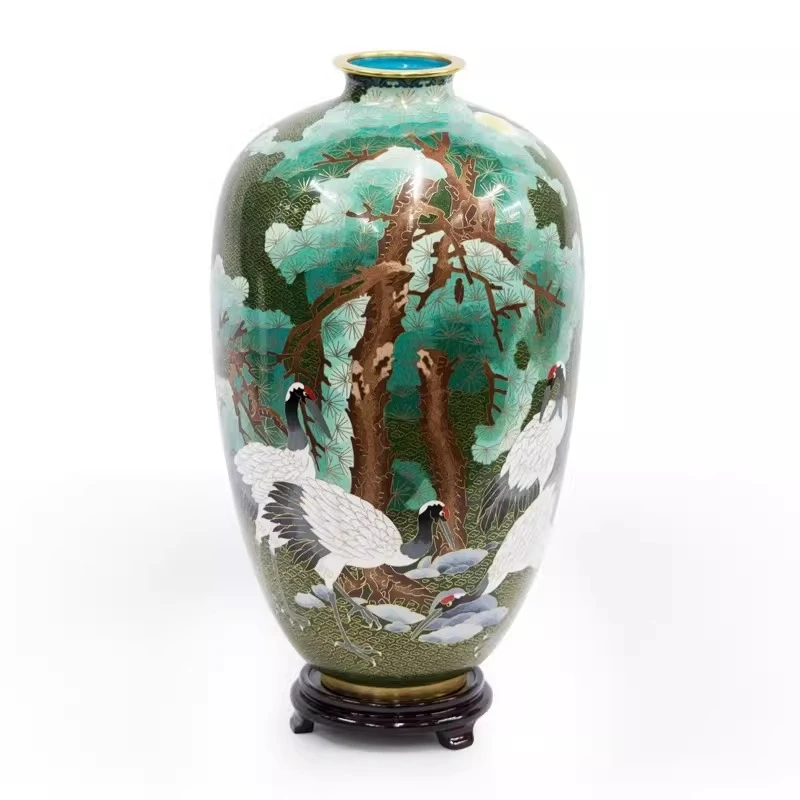 

Cloisonne vase, Songhe Yannian enamel ornament, birthday gift.