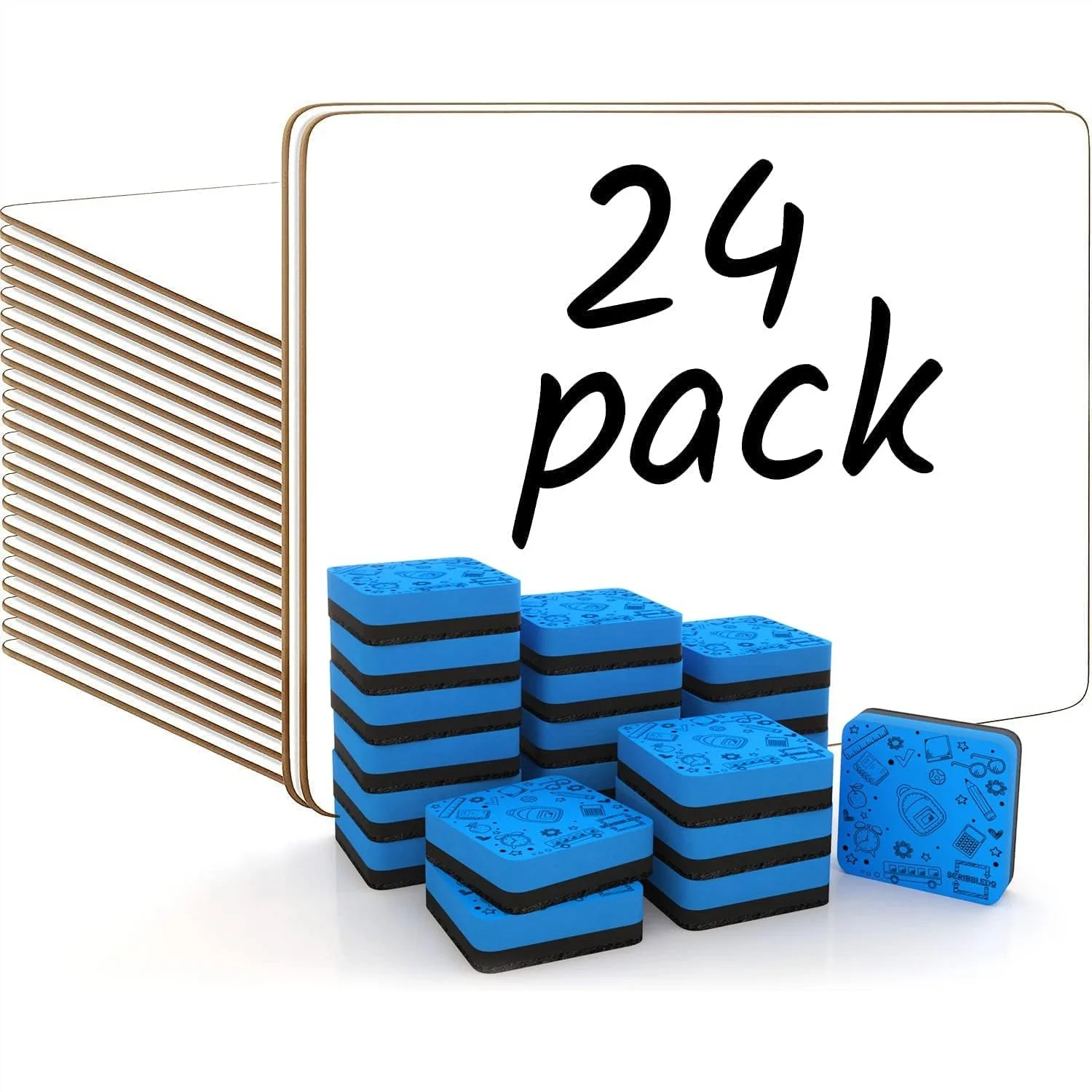 

24 Pack Small Dry Erase Boards for Students, Mini White Boards 9x12 Double Sided, Classroom Whiteboards with Erasers