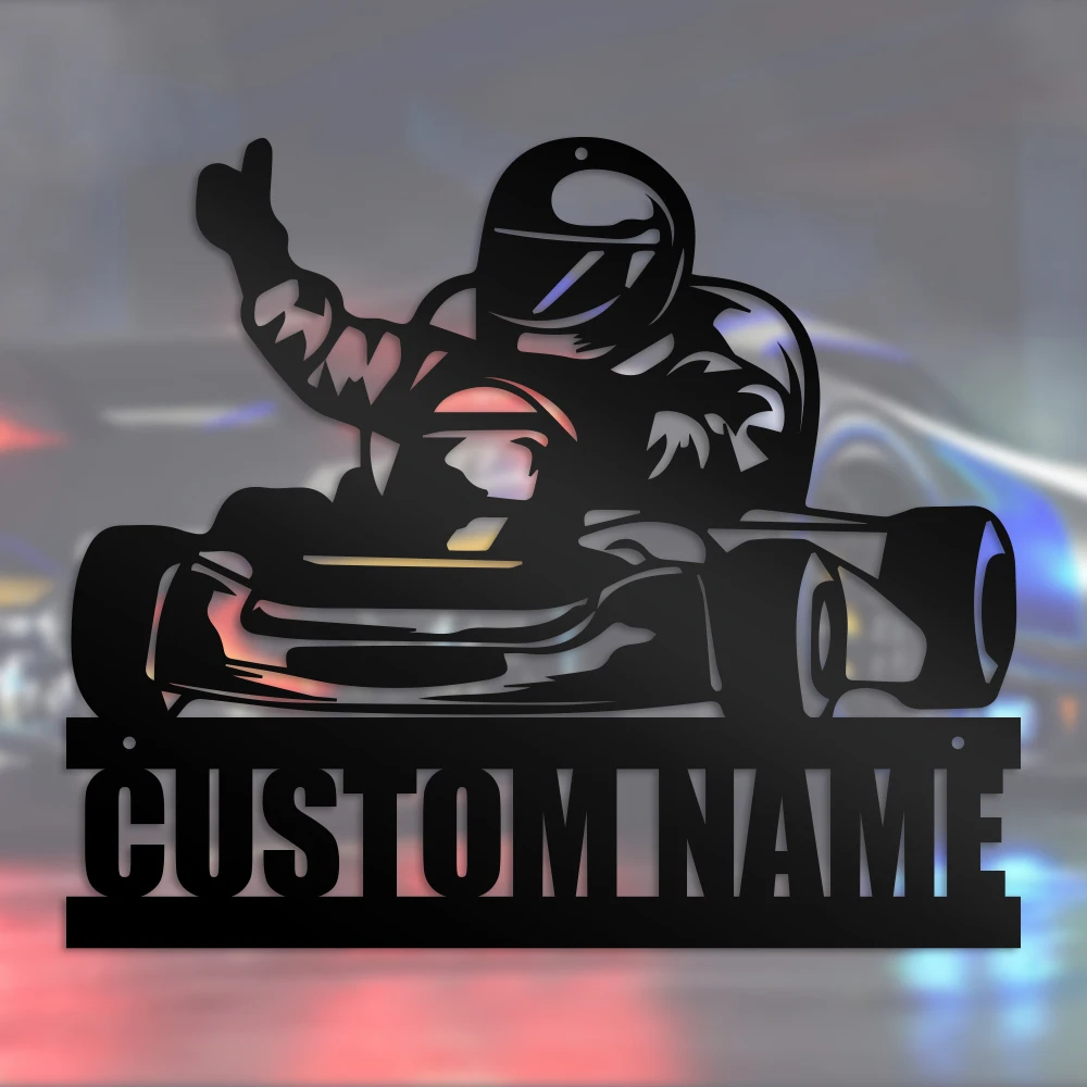 

1pc go-karting kart New Customized Name Metal Wall Signs Iron Wall Plaque For club Decor