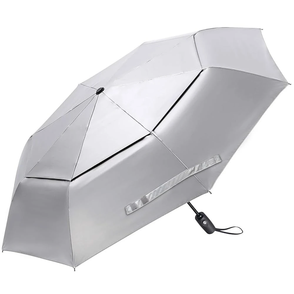 

UPF 50+ UV Protection Travel Umbrella 42/46 Inch Windproof Silver Coating Sun Blocking Umbrella