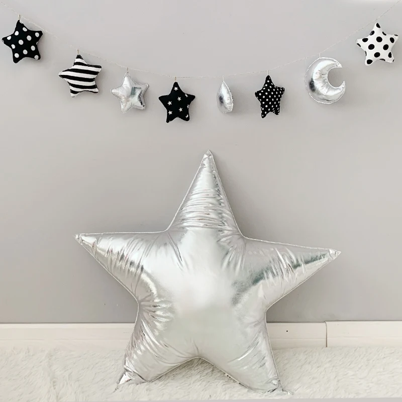 Gold And Silver Star Shaped Pillow Home Soft Decoration Thermally Goldened Sparkling Star Cushion Photography Props