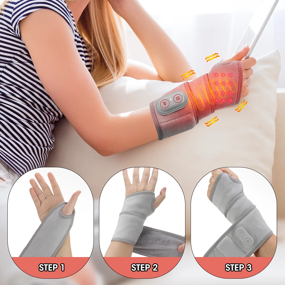 

Электрическая защита на запястье 660 и 850 нм, бандаж, массажер для рук, вибрационный светодиодный инфракрасный нагревательный ремень, склад США