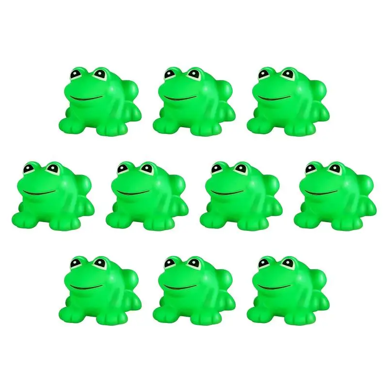 

Frog Toys For Kids Cute Green Frog Figures Squeak And Floating Frog Swimming Bathtub Toys 10 PCS Rubber Frogs Bath Toys For Boys