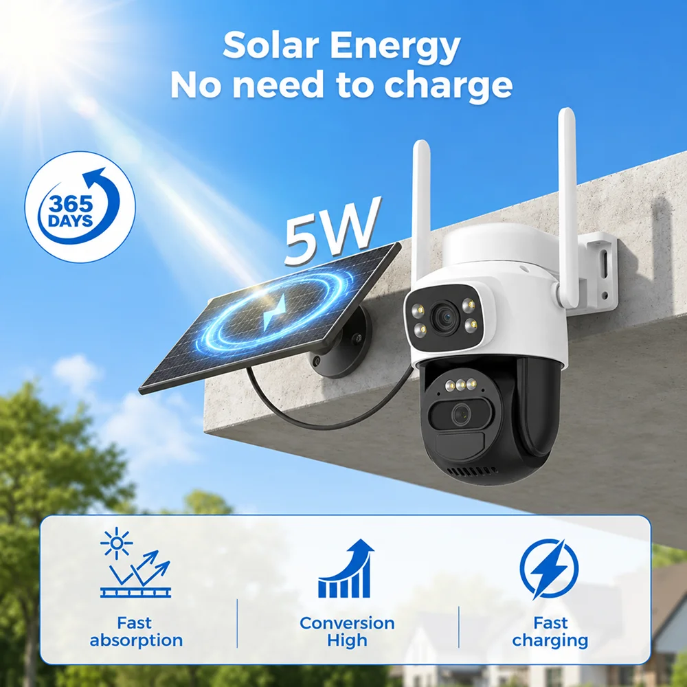 Vstarcam 8MP Dua l Lens Solar WIFI Security Cameras With Solar Panels PIR Human Detection Night Vision Battery CCTV Camera
