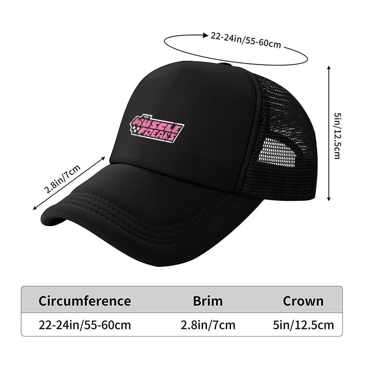 Muscle Freaks Retro Pink Text 2026 Mesh Baseball Cap Hip Hop