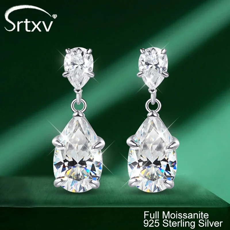 

7 Carat Full Moissanite Pear Cut Earrings S925 Silver 18K Plated Water Drop Earring Women Wedding Birthday Gift Fine Jewelry GRA