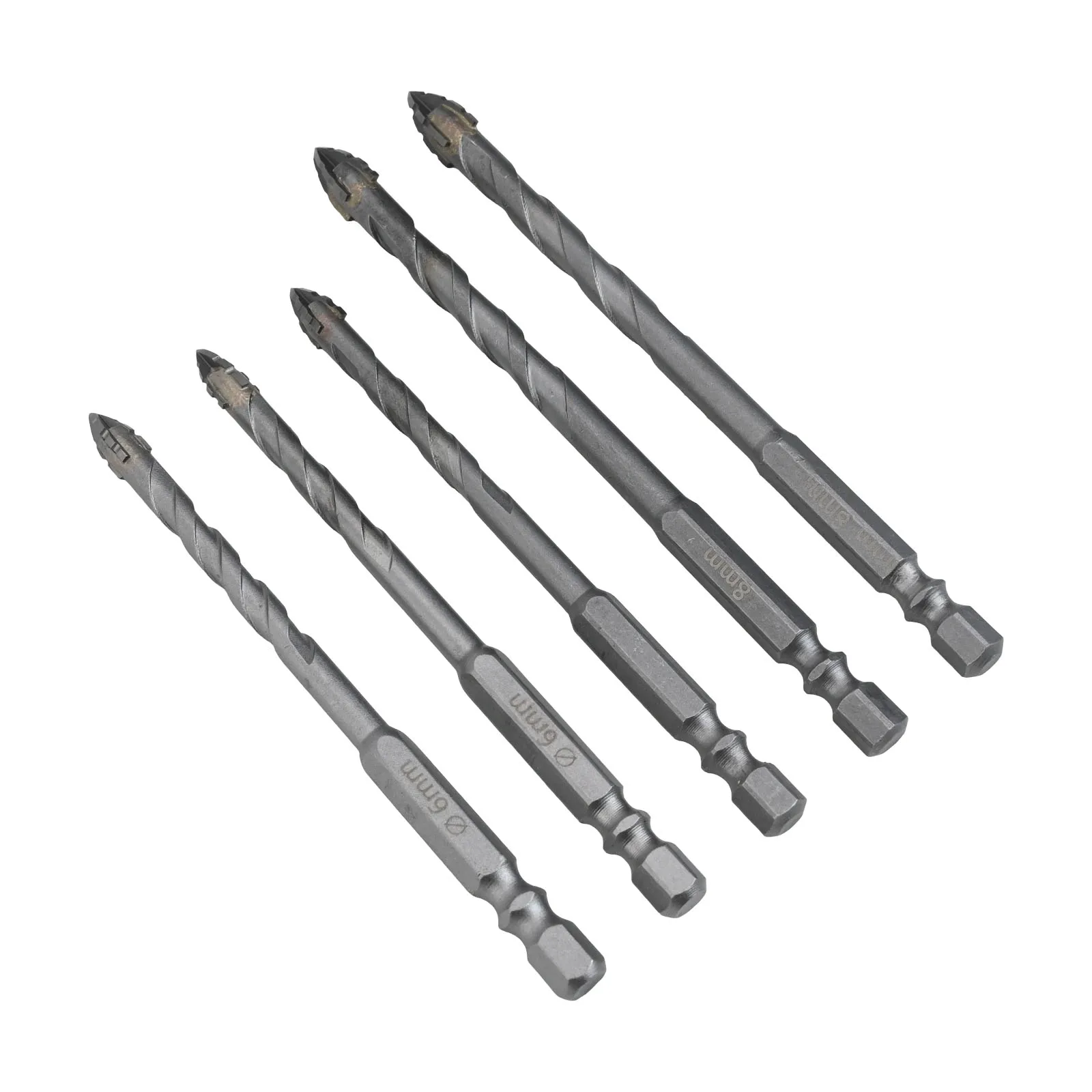 Conjunto de 5 brocas triangulares excêntricas adequadas para perfuração de precisão em várias superfícies duras que incluyen vidro e concreto