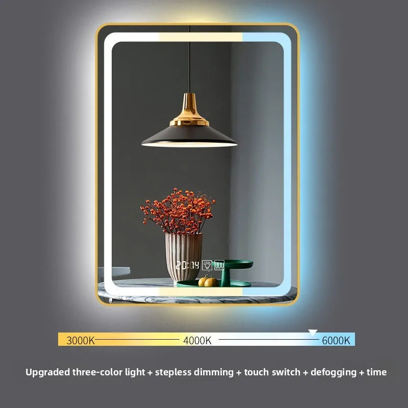 

Smart Mirror with Border LED with Light Touch Screen Makeup Mirror Defogging Toilet Bathroom Bedroom Wall Mounted Vanity Table