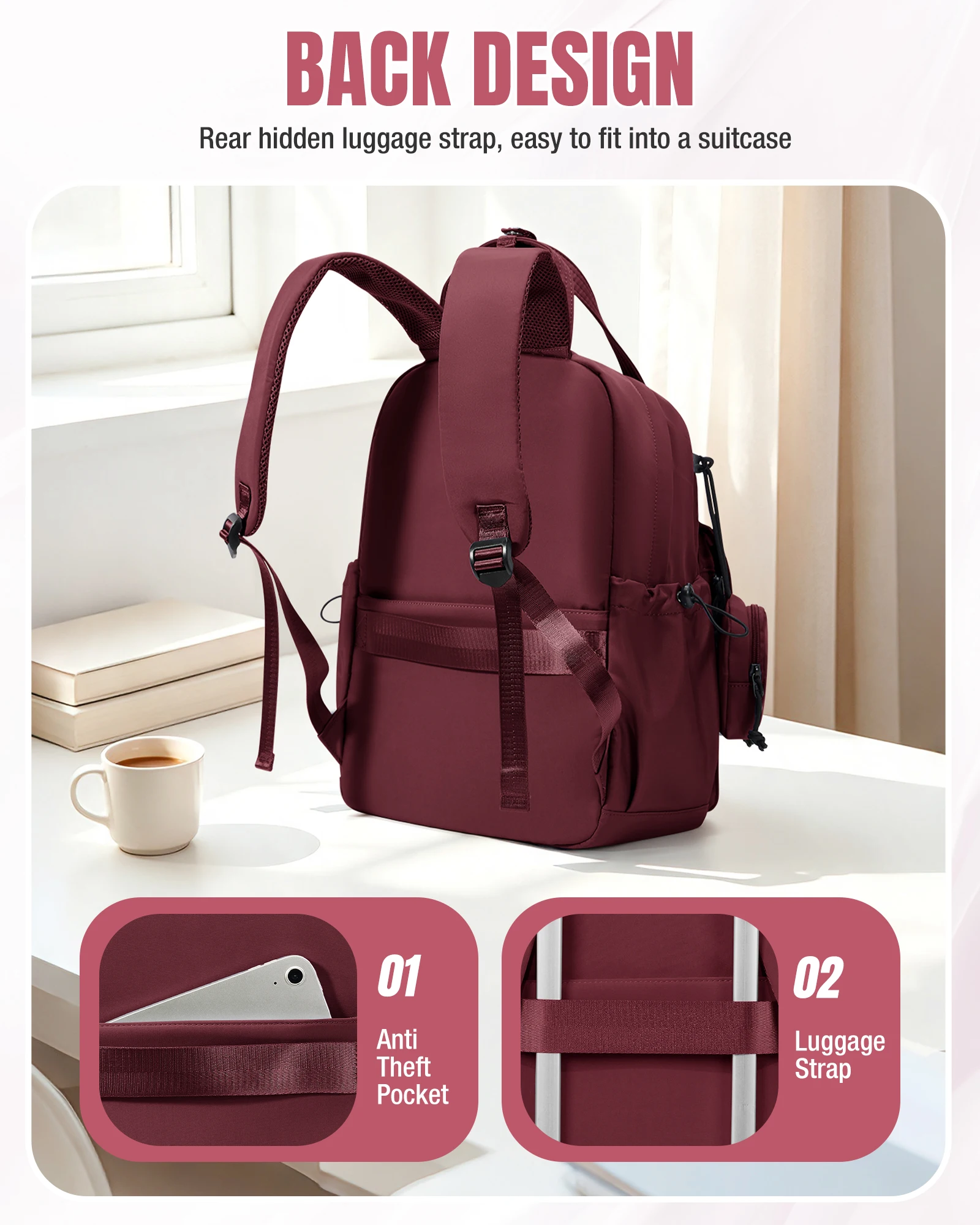 Casual Backpack, Back-To-School Essential School Backpack for Teens, Large Capacity Anti-Theft Daypack School Bag with Card Bag