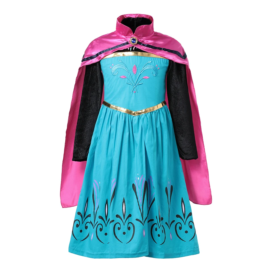 Disney Frozen 2-vestido de princesa para niñas, disfraz de Elsa para ser coronada, Reina de la nieve, estampado, cumpleaños, Carnaval