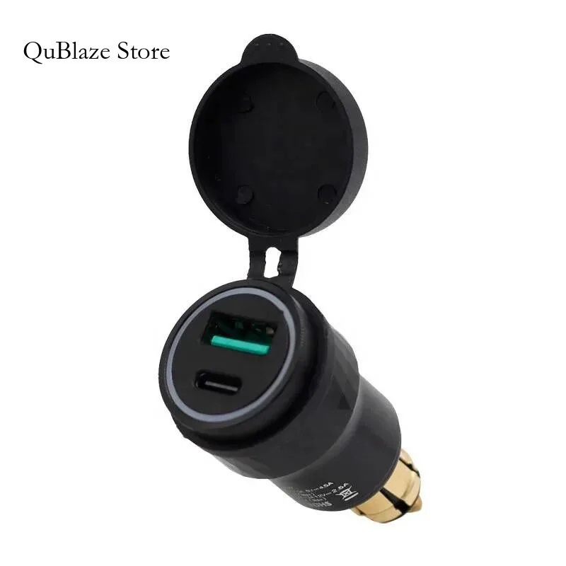 

Car Motorcycle USB Charger DIN Hella Socket QC3.0 Charge Adapter For