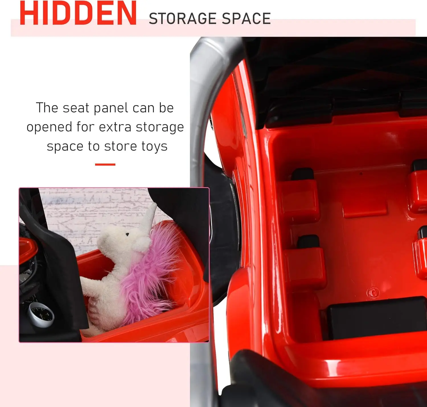 2-in-1 duwauto voor peuters met hoorn, muziek, licht en veilige stang - rijspeelgoed voor jongens, meisjes van 1-3 jaar in rood