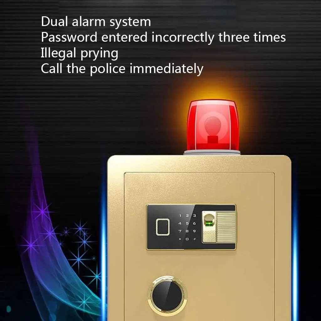 خزانة لوحة المفاتيح الرقمية الإلكترونية الآمنة الصغيرة المثبتة على الحائط، صندوق قفل نظام تحديد بصمات الأصابع (أسود) #1