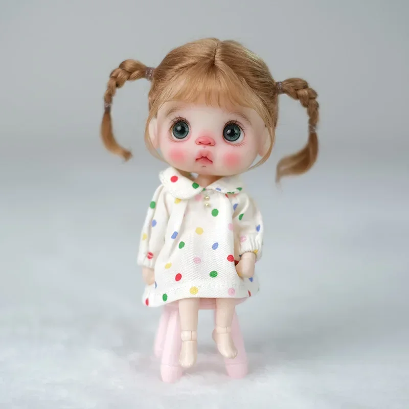 Kucyk włosy uczennicy kok uroczy warkocz grzywka pół-ponięty mohair miękka peruka upięcie do Ob11 1/8 1/12 BJD Akcesoria dla lalek 5-6 cali